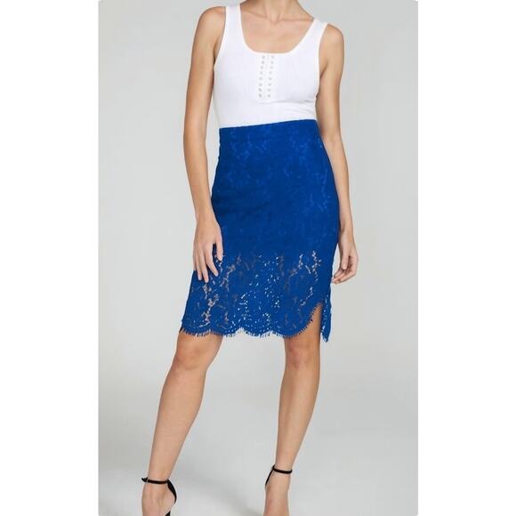 Generation Love Sue Lace Midi Skirt in Royal Blue Size 2/ XS - Picture 1 of 7